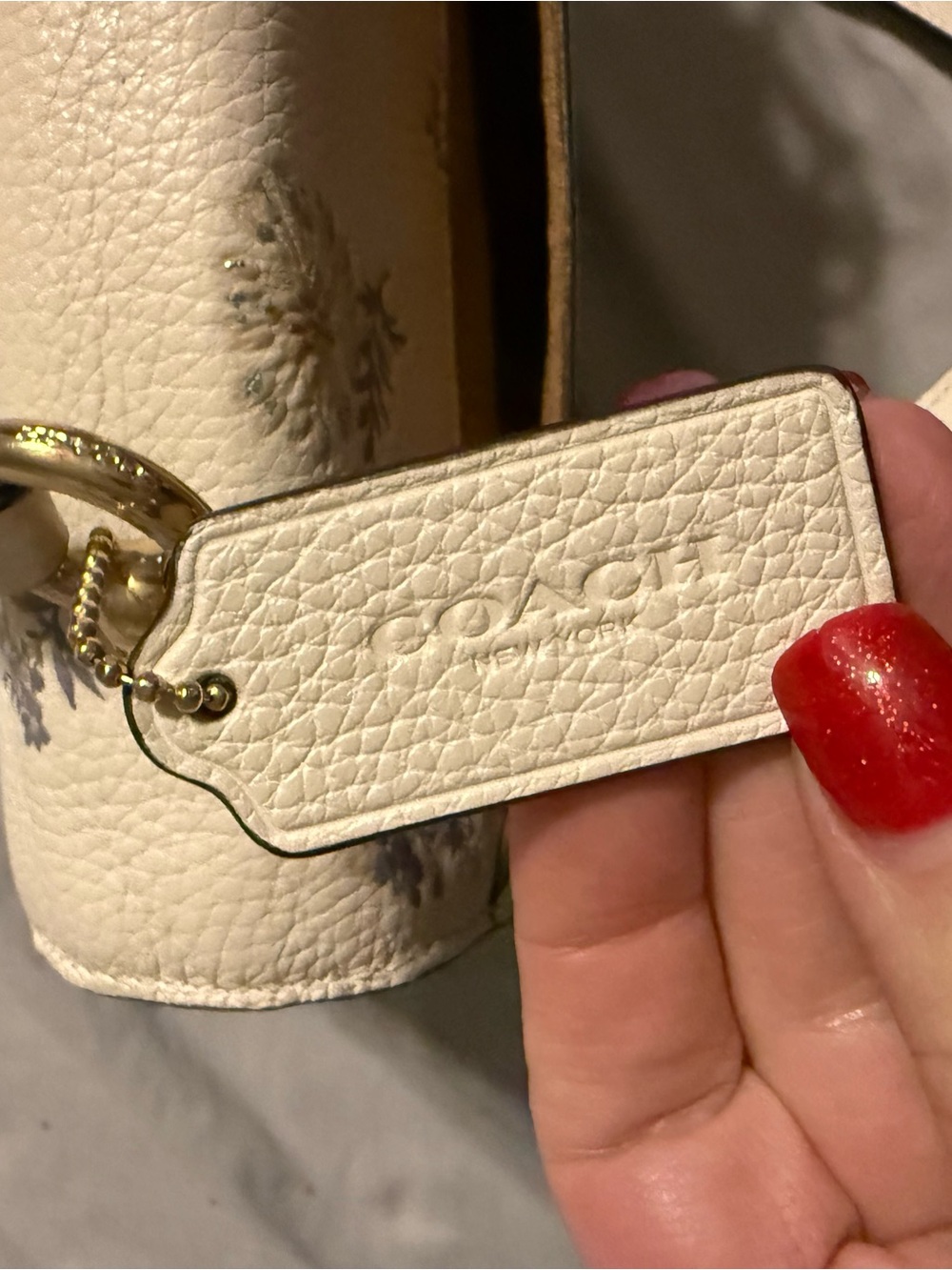 Floral-Print Cream Top-Handle Satchel - Picture 7 of 12
